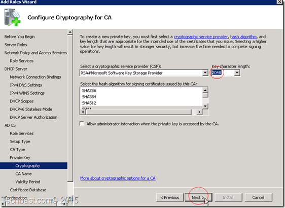 Configure cryptographly for CA