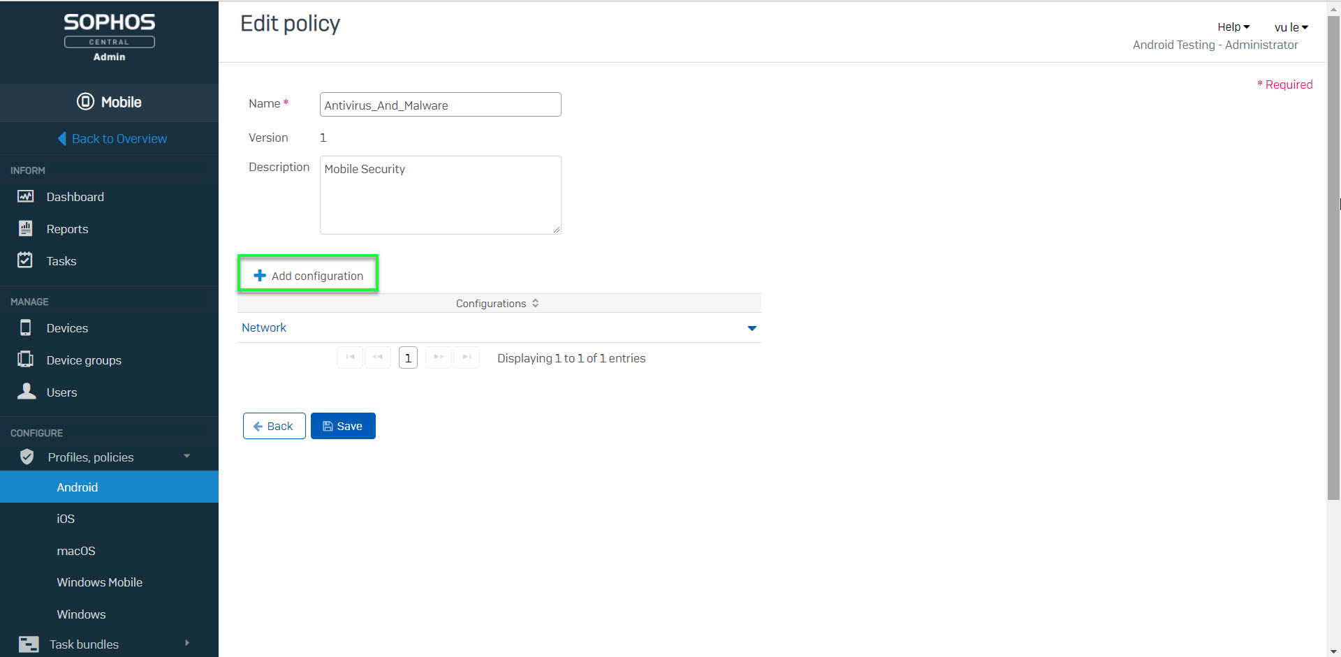 Sophos Mobile: How to config Antivirus function on Sophos Central ...