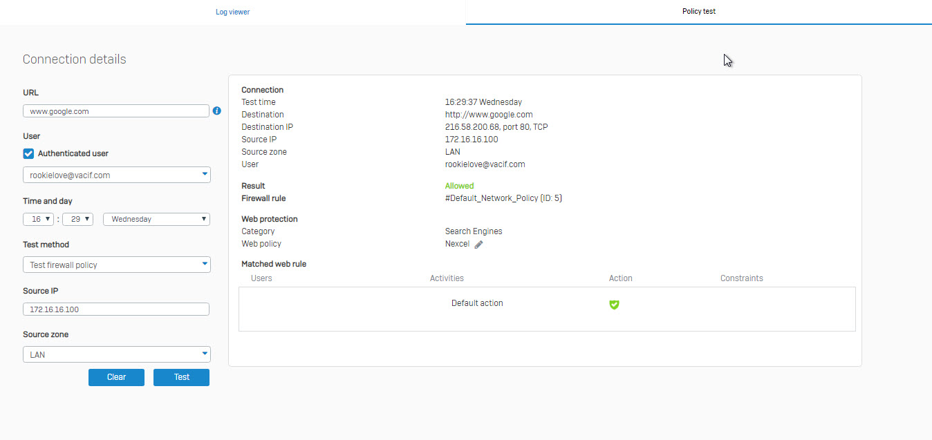 Sophos XG Firewall v17: How to use the Policy Test tool – Techbast