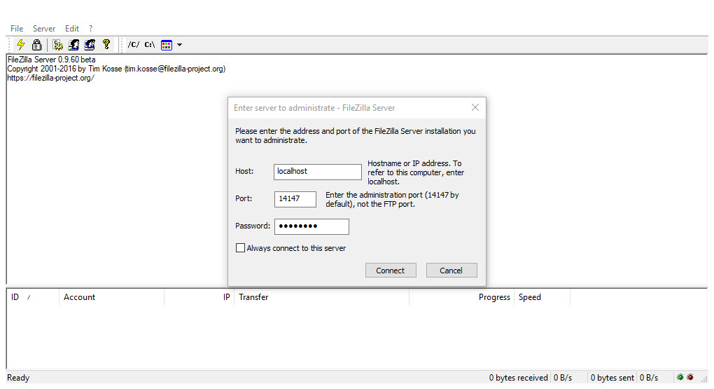 set up ftp server filezilla