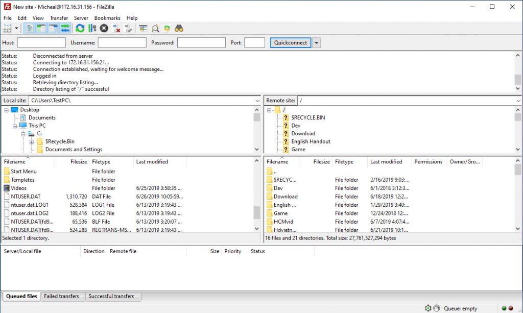 set up filezilla server