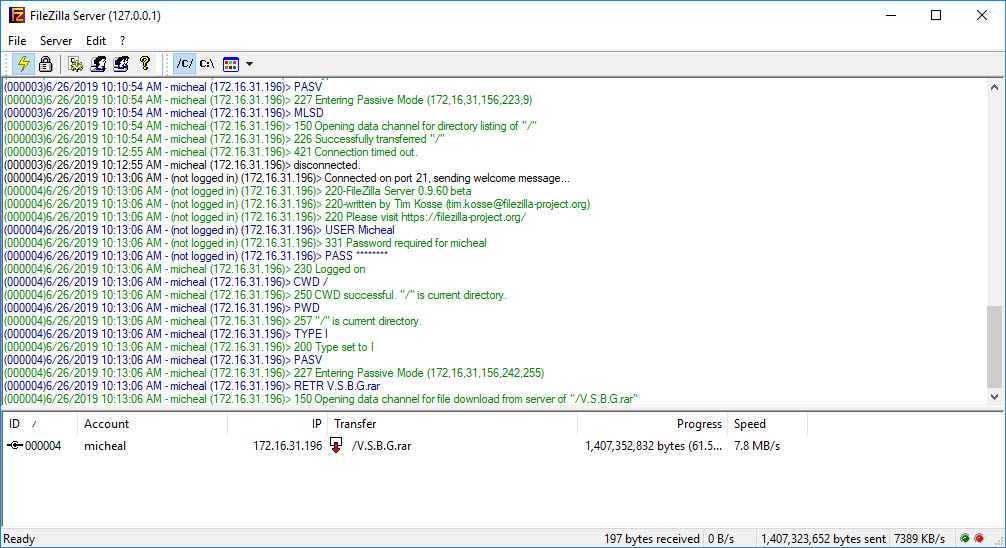 filezilla server 1.2.0